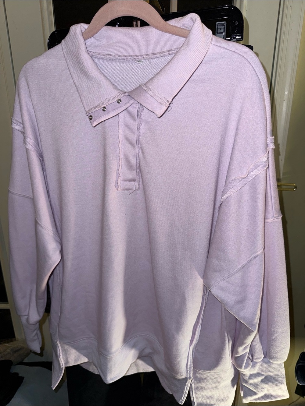 Free people Pale Lavender Polo-Style Pullover Sweater